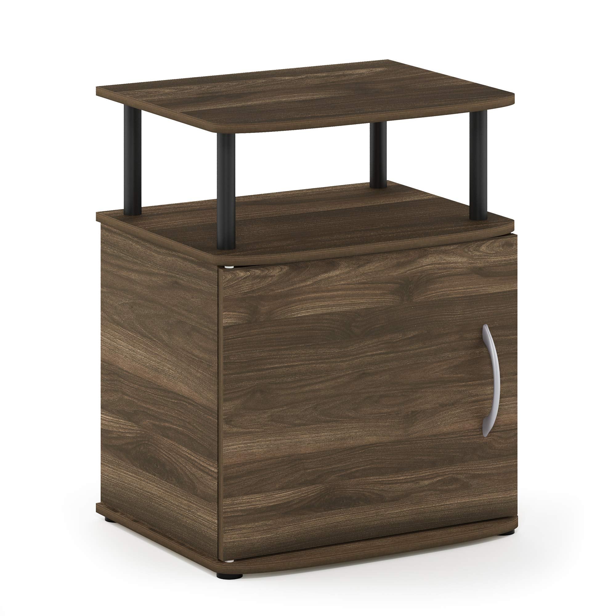 Furinno Jaya End Side Sofa Table/Nightstand With Door, 1-Pack, Columbia Walnut/Black